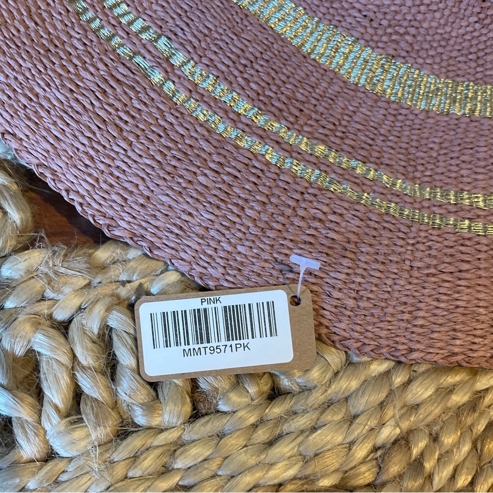 Soft Pink Metallic Accent Trim Floppy Resort Sun Hat - Picture 4 of 6